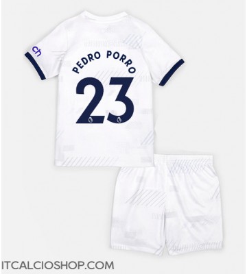 Tottenham Hotspur Pedro Porro #23 Prima Maglia Bambino 2023-24 Manica Corta (+ Pantaloni corti)